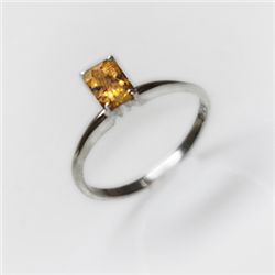Natural 4.15 ctw Citrine Emerald Cut .925 Sterling Ring