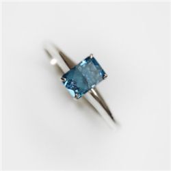 Natural 3.45 ctw Blue Topaz Emerald .925 Sterling Ring