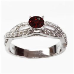 Natural 1.59 ct 3.80g Garnet & Diamond 14k WG Ring