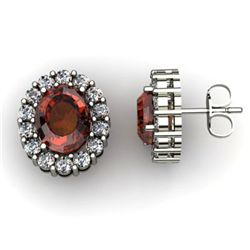 Genuine 3.34 ctw Garnet Diamond Earring 14k W/Y Gold