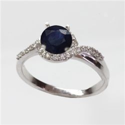 Natural 1.55 ct 3.51g Sapphire & Diamond 14k WG Ring
