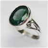 Image 1 : NATURAL 4.08 GRAMS EMERALD OVAL RING .925 STERLING SILV