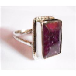Natural 37.50 ctw Ruby Ring .925 Sterling Silver