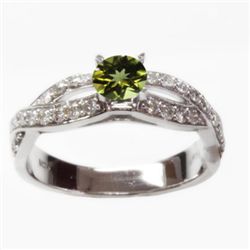 Natural 1.34 ct 3.80g Peridot & Diamond 14k WG Ring