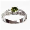 Image 1 : Natural 1.34 ct 3.80g Peridot & Diamond 14k WG Ring