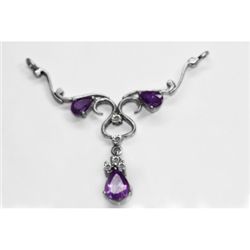 NATURAL 4.00g AMETHYST OVAL PENDANT .925 STERLING SILVE