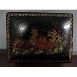 A fine Russian laquered box signed, dated (19...