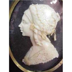 An early framed wax miniature of Elizabeth Ba...