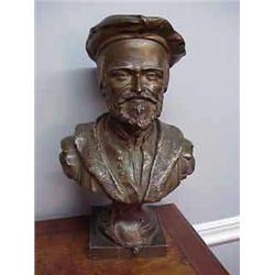 A large bust of Jaques Cartier. 14" h....