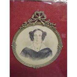 Shadow box framed early watercolour of Lady f...