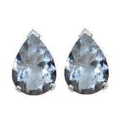 Natural 2.10 ctw Aquamarine Pear Earrings .925 Sterling