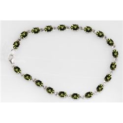 NATURAL 9.00 CTW PERIDOT OVAL BRACELET .925 STERLING SI