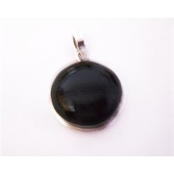 Natural 54.85 ctw Black Onex Pendant .925 Sterling