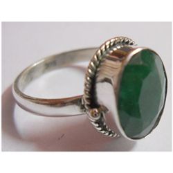 Natural 21.95 ctw Emerald Ring .925 Sterling Silver