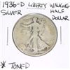 1936-D Liberty Walking SILVER Half Dollar TONED *PLEASE LOOK AT PICTURE TO DETERMINE GRADE - NICE CO