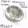 1964-D Kennedy SILVER Half Dollar *RARE MS-65+ HIGH GRADE - NICE COIN*!!
