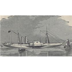 ORIGINAL Antique PRINT scene The Confederate Steamer ~