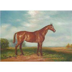 5 x 7 Oil on Board ~Horse in Pasture~ Signed W. Krell