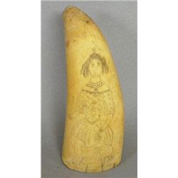 Scrimshaw Portrait of a Lady-decorated Whales Tooth