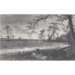 ORIGINAL Antique PRINT scene- MOUTH OF THE PASQUOTANK