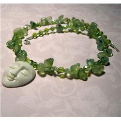 One of a kind hand crafted natural Prehenite Designer