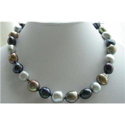 Gorgeous 12 mm Multicolor Natural Pearl Necklace