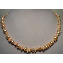 Elegant Coral and Freshwater Pearl Necklace MWF1734