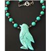 Image 1 : Unique Hand Carved Bird Turquoise gemstone and Bead Nec