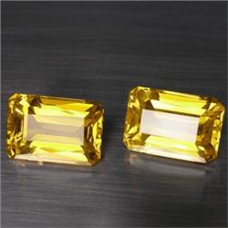 MATCHING 12.90 CT. EMERALD CUT GOLDEN CITRINE 2 PC SET