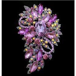 Unique Multicolor Swarovski Crystalv Floral Brooch / Pe