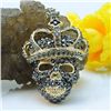 Image 1 : Swarovski black Crystal Skull and Crown Brooch Pin