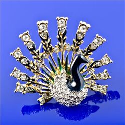 Faberge Style Peacock Brooch