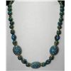 Image 3 : Intricate Green and Blue Detailed Ceramic Bead Necklace