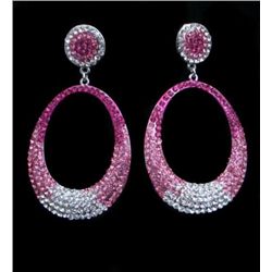 Pink Swarovski Crystal Dangle Style Pierced Earrings