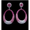 Image 1 : Pink Swarovski Crystal Dangle Style Pierced Earrings