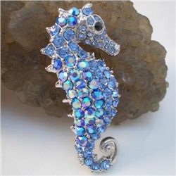 Fantastic Swarovski Crystal Sea horse Brooch Pin