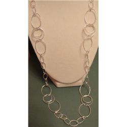 Attractive Macys Sterling Silver Textured Necklace MWF1