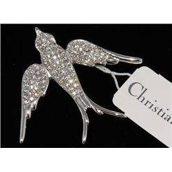 LOVELY CHRISTIAN DIOR PAVE CRYSTAL BIRD BROOCH SIGNED