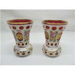Bohemian cased glass vases.