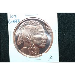 2012 "Buffalo Nickel" Copper Round; .999 Fine Copper 1 Oz.