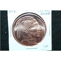 2012 "Buffalo Nickel" Copper Round; .999 Fine Copper 1 Oz.