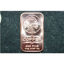2012 Copper Ingot; .999 Fine Copper 1 Oz.