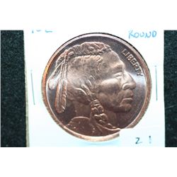2012 "Buffalo Nickel" Copper Round; .999 Fine Copper 1 Oz.
