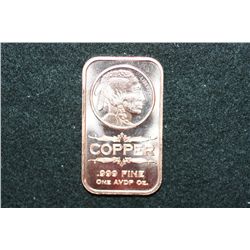 2012 Copper Ingot; .999 Fine Copper 1 Oz.