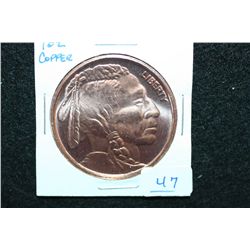 2012 "Buffalo Nickel" Copper Round; .999 Fine Copper 1 Oz.