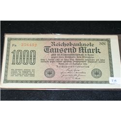 1922 German 1,000 Fausend Mark Foreign Bank Note