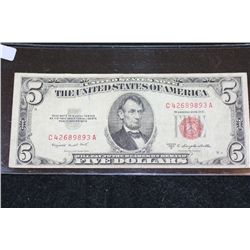 1953-B United States Note $5, Red Seal