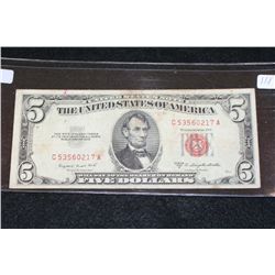 1953-B United States Note $5, Red Seal