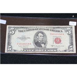 1953-B United States Note $5, Red Seal