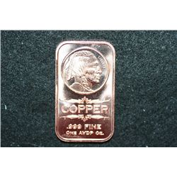 2012 Copper Ingot; .999 Fine Copper 1 Oz.